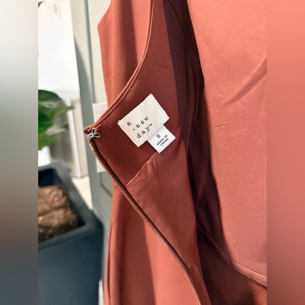 NWT | Sleeveless Tailored Midi Dress w/ Pockets | A New Day Mocha Brown | S - Picture 14 of 16
